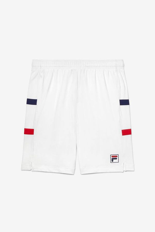 Fila Men's Heritage White Tennis Short - White / Navy / Red | UK-201JEVYNW